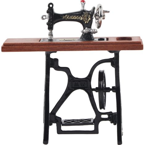 Machine à coudre miniature simulée pour maison de poupée à l'échelle 1:12, accessoire de jouet et de mobilier miniature. (1/5)