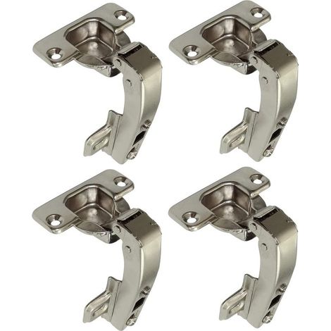 lot de 4 charnières Invisibles 90° clipsable - pour porte de meuble d'angle à une seule porte - avec amortisseur et clip - ouverture de montage 35mm (1/5)
