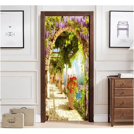 Autocollant Porte 3D - Paysage Italien - 77x200cm - Auto-adhésif - PVC - Décoration Intérieure (1/2)