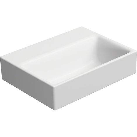 Lavabo en céramique NUBES 36x28cm, sans trou pour robinetterie, blanc mat (1/3)