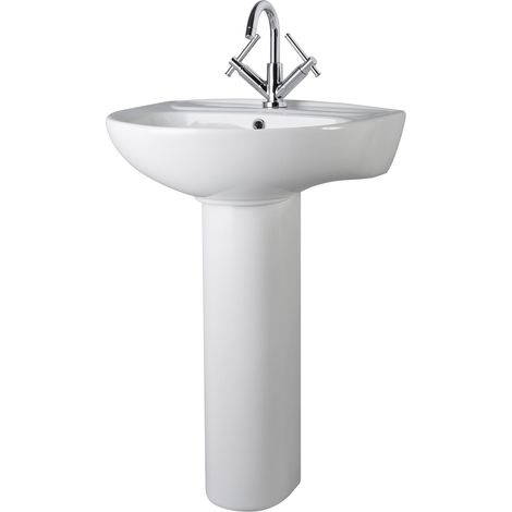 Nuie Melbourne Large Basin and Full Pedestal 550mm Wide - 1 Tap Hole (1/10)