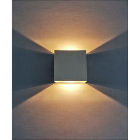 LED wall light 6 W – Modern aluminum – Warm white 3000 K – Glare-free – For indoor use: living room, bedroom, bathroom, kitchen – White (1/5)