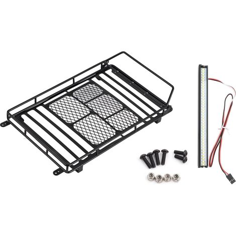 Support de Toit de Voiture, Porte-Bagages de Support de Toit en métal avec lumière de LED pour Voiture 1/10 RC Crawler (1/5)