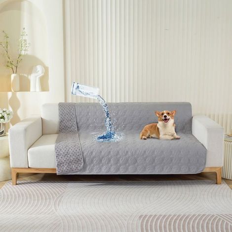 Housse imperméable canapé,Housse Impermeable canape lit, avec Base antidérapante, Protection canapé Chien,Chat(gris,132208 cm) (1/5)