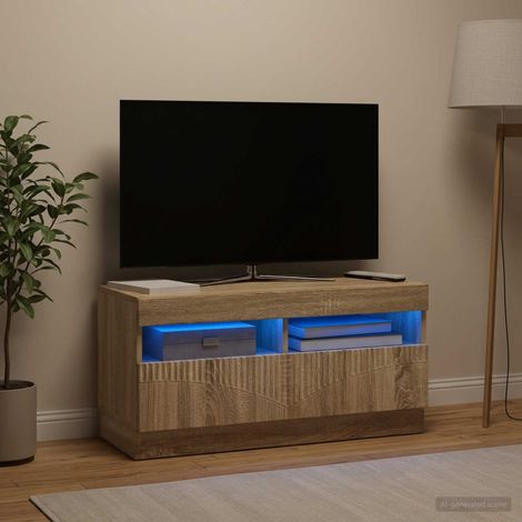 vidaXL Mueble de TV LED Roble Sonoma Madera de ingeniería (1/5)