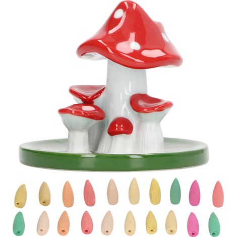 Brûleur d'Encens à Retour Mushroom avec 20 Cônes, Décoration Mignonne pour Chambre et Bureau (1/5)