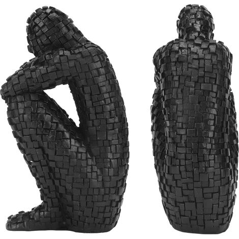 Sculpture abstraite en mosaïque moderne, statue abstraite minimaliste et élégante en résine, décoration de bureau moderne. (1/5)