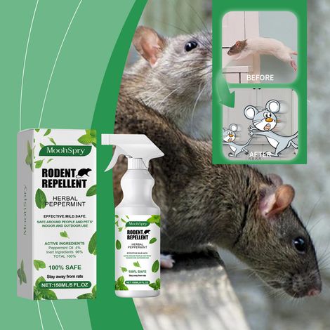 Pfefferminzduftendes Mäusespray, geeignet für Gartenarbeit, Outdoor und Zuhause. Frisch, natürlich, sicher und praktisch. – 150 ml -- DTEKGAZ (1/5)