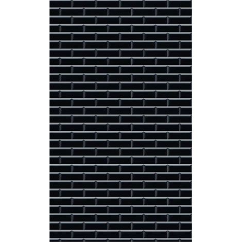 Panneau mural douche en alu-composite VIPANEL - Carrelage Décor Carrelage Rétro Noir - Finition Brillant - 150x255cm (1/5)