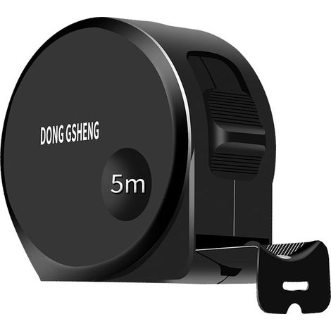 Ruban Mesure 5m x 25mm Noir, Ruban en Acier Résistant, Boîtier Antichoc (1/5)