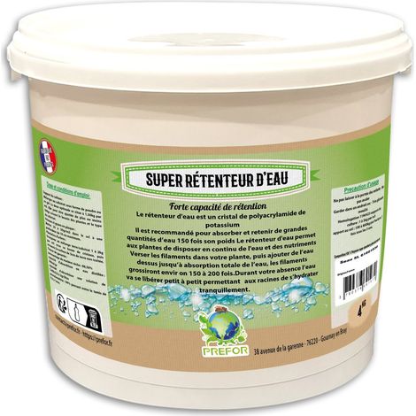 Hydrorétenteur d'eau 5L – Absorbe 200 fois son poids – Poudre cristalline biodégradable – Pour sols pauvres et cultures exigeantes – Prefor