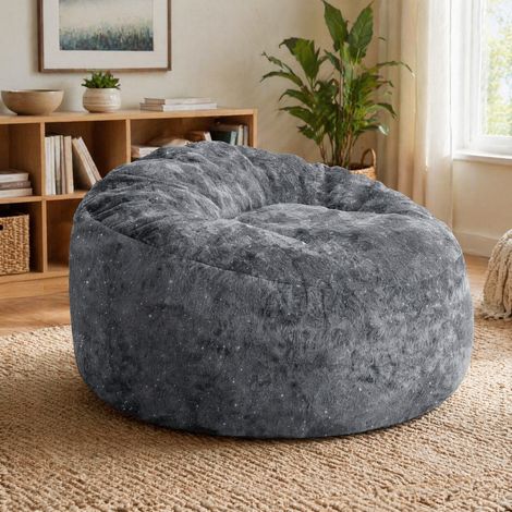 Fauteuil poire 100x98x61 cm gris à haut dossier, assise profonde en flannelette MEUBLIV (1/5)