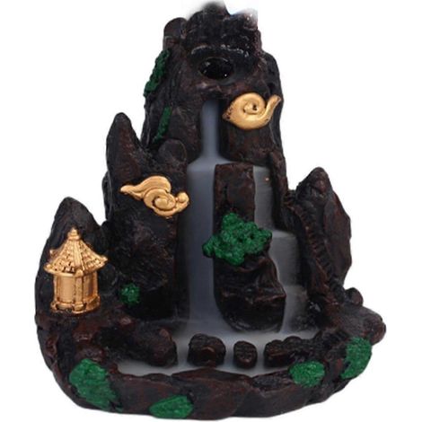 Brûleur d'encens à reflux en forme de cascade de montagne, ornement de table, porte-encens multifonctionnel fait main pour le yoga et la méditation, élégant-9.5cmx10cmx10cm (1/5)