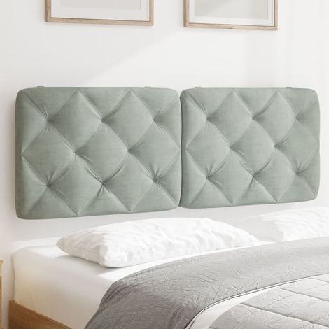Coussin de tête de lit gris clair 140cm velours (1/5)
