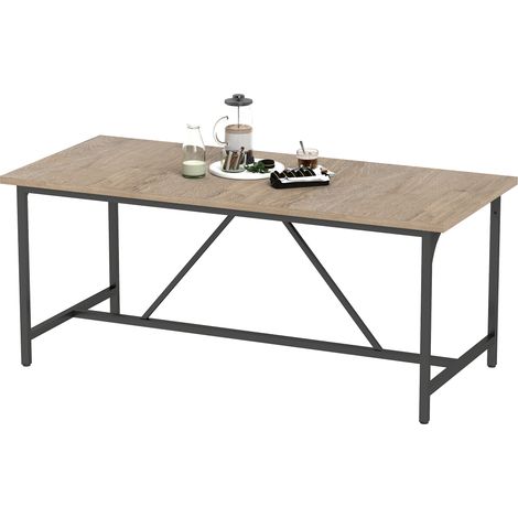 Table à manger pour 6 à 8 personnes. Table de cuisine rectangulaire moderne aspect bois, 180 x 80 x 75,5 cm, naturel. (1/5)