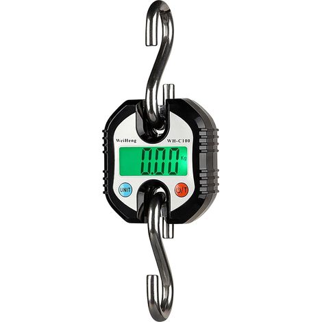 Báscula digital, báscula de gancho, mini báscula portátil para colgar con pantalla LCD, báscula electrónica de 330.7 lbs, báscula de gancho para colgar, dinamómetro LCD, báscula de gancho (negro) (1/5)