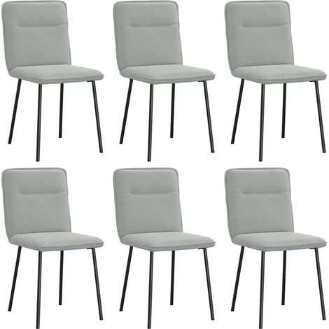 Lot de 6 Chaises à manger,Chaise de cuisine gris clair velours CFW83932 (1/5)