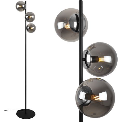 SIENA SCHWARZCHROM-STEHLAMPE, 3 FLACHE, GRAPHIT-LAMPENSCHIRME (1/5)