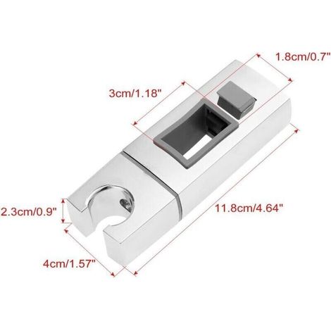 Support Coulissant de Pommeau de Douche pour rail-18 x 30mm-rectangulaire, Support de Douche à Main Remplaçable carré, Support de Douchette ABS Chromé pour Salle de Bain