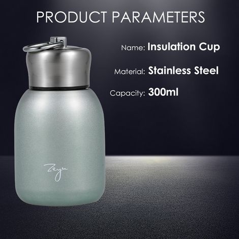 Gourde isotherme en acier inoxydable mat de 300 ml pour enfant, avec couvercle et crochet. (1/5)