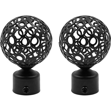2 pièces embouts de tringle à rideau pour tringles à rideaux pour tringles de diamètre interne de rideau de 22 à 28 mm noir (1/5)