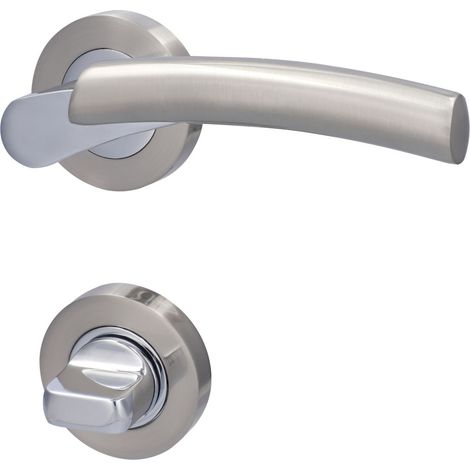 Alpertec WC-Rosettengarnitur Solid 7 Edelstahl silber rund Beschläge