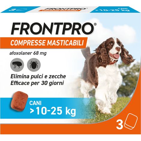 Compresse Antiparassitarie Masticabili Cani 10 Fino a 3 Compresse da 25 kg