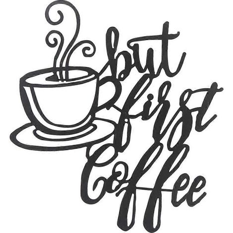 Panneau décoratif en fer forgé « Mais d'abord le café » - Suspension artisanale (1/5)