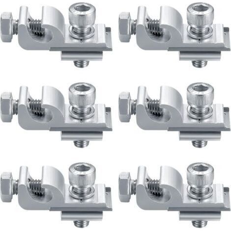 6 Pièces Clips de Mise à Terre de Panneau Solaire Standard, Kit de Fixation pour Système de Montage Solaire, Pinces de Support de Montage Cosses de Mise à Terre de Fixations de Panneau Solaire (1/5)