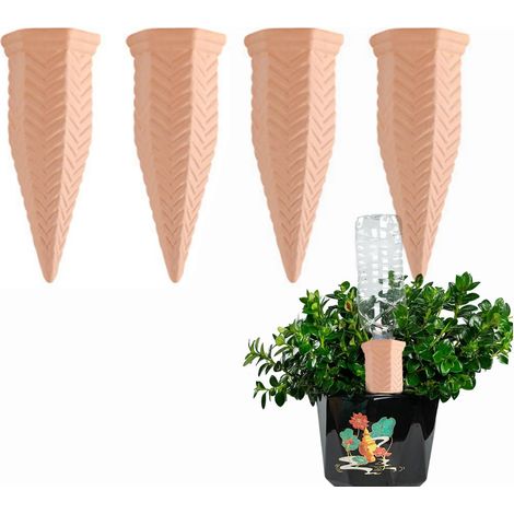 4 Pièces Ollas Terre Cuite, Arrosage Goutte à Goutte Automatique, Compatible Bouteille Vin, Jardin Intérieur Extérieur (1/5)