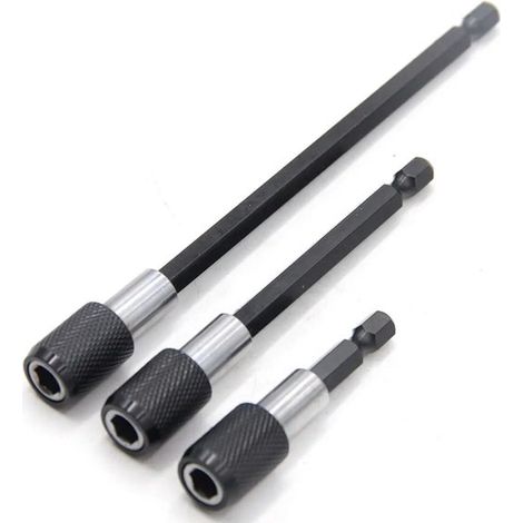 Portapuntas hexagonal de liberación rápida de 3 piezas, Soporte magnético para puntas de destornillador para taladros, Extensión de 60/100/150 mm (1/5)