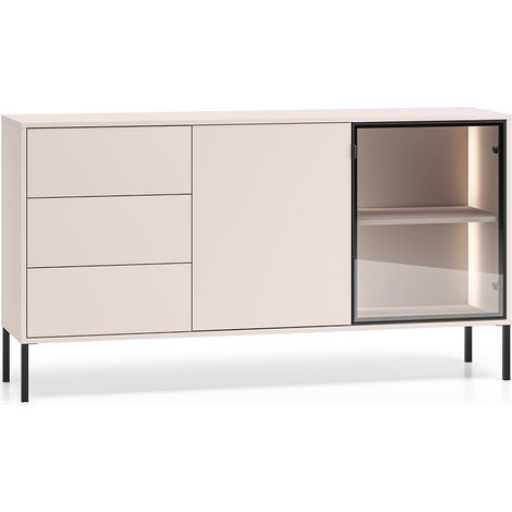 Buffet 2 ante 3 cassetti Paige cashmere e nero 86cm