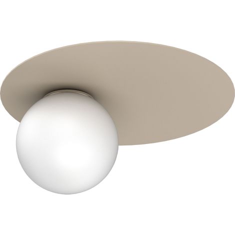 Plafonnier décoratif beige avec boule blanche E27 15W Flat Luminex (1/4)