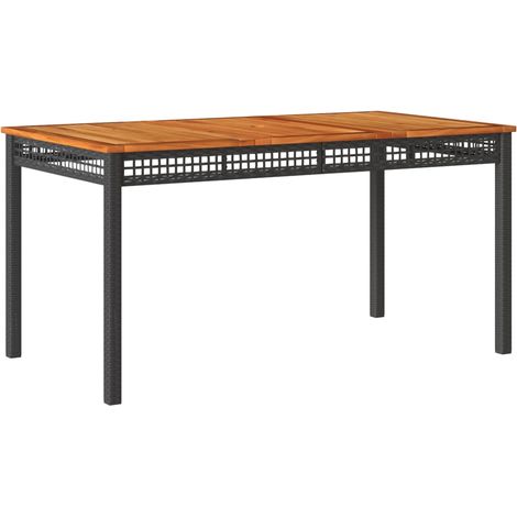 Table de jardin，Table d'extérieur noir 140x80x75 cm résine tressée et bois acacia CFW70096 (1/5)
