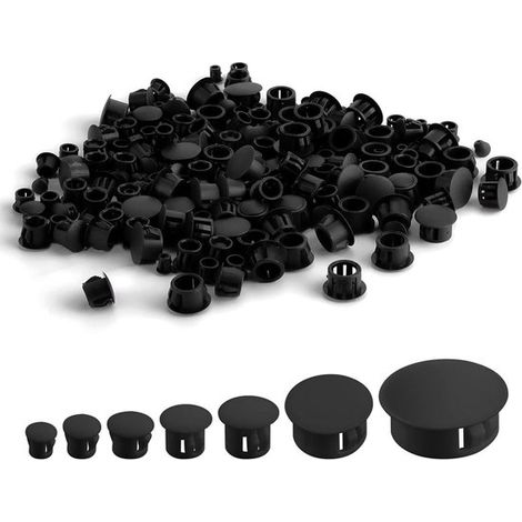 Bouchons en plastique pour trous de vis - Cache-trous - Finition meubles - 300 pièces - Tailles variées - 5-25 mm - Noir