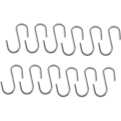 Set mit 10 robusten, verzinkten S-förmigen Haken zum Aufhängen von Löffeln, Töpfen, Pfannen und Küchenutensilien an Türen oder Kleiderstangen. – 10 Stück – Silber (1/3)