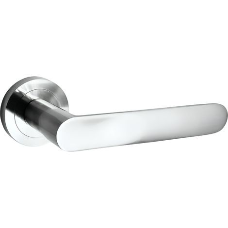 domino Türgriff Drückergarnitur Türklinke für Zimmertür, Bürotür, Kellertür & Innentür Türbeschläge aus Aluminium glänzendes Chrom Türdrückergarnitur OVAL-R M6 (1/5)