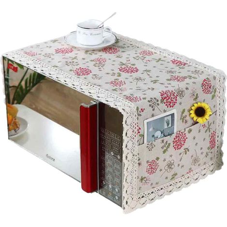 1 Housse four micro-ondes, coton lin, résistance huile, anti-poussière, poches rangement, cuisine (1/5)