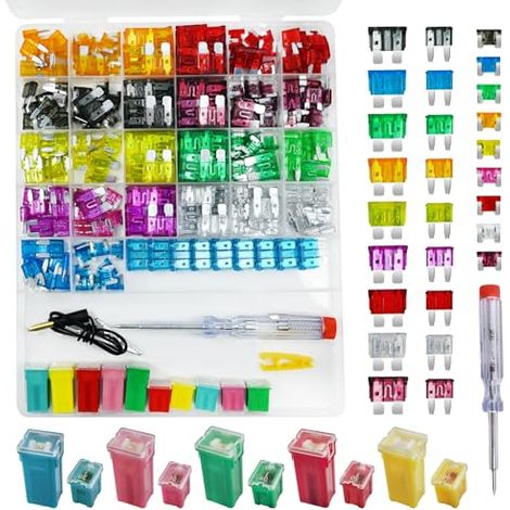 Assortiment de fusibles de voiture avec testeur, 273 fusibles automatiques standard, petits, mini tailles, profil bas et haut (2 A, 5 A, 10 A, 15 A, 20 A, 25 A, 30 A, 35 A, 40 A), fusibles de rechange (1/5)