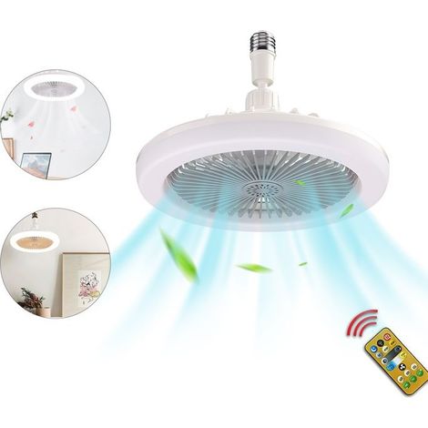 Ventilateur de plafond E27, plafonnier discret, ventilateur électrique, douille orientable, cadeau d'été pour toute la famille-gris (1/5)