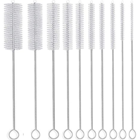 Ensemble de goupillons pour nettoyer les tubes à essai, petits goupillons de nettoyage pour espaces restreints, ensemble de goupillons en acier inoxydable pour nettoyer les tubes à essai, blanc (1/5)