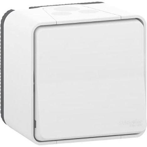 Schneider MUR39021 Mureva Styl - Interruttore a doppio comando completo, a filo, IP55 - collegamento automatico - bianco