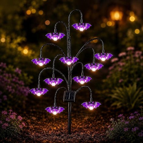 Lampe solaire Halloween fantôme souche arbre, guirlande scintillante, déco extérieure porche rustique (1/5)