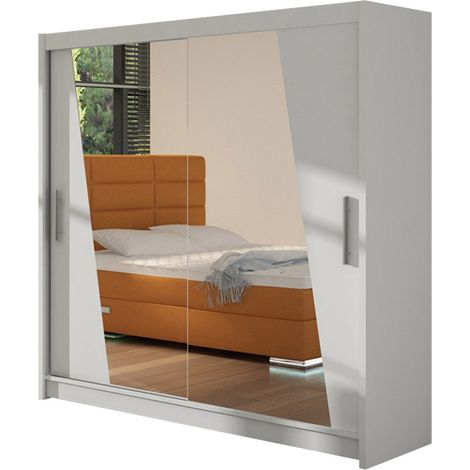 Armario Closico 144, Blanco, 215x180x58cm, Puertas de armario: Correderas, Número de estantes: 5