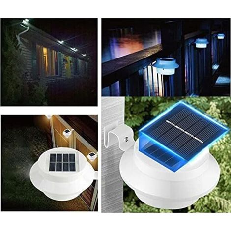Set mit 6 LED-Solar-Dachrinnenleuchten, Solar-Außenleuchten für Zaun, Terrasse, Garten, Landschaft, Hof (schwarz) (1/3)