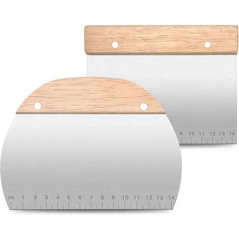 Set di 2 spatole in acciaio inox per impasti, pizza e torte con manici in legno. (1/5)