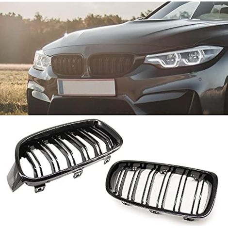 1 paire de Grilles de calandre à Double lamelle noir brillant pour BMW série 3 F30 F31 F35 2012-2017 style de voiture (1/4)