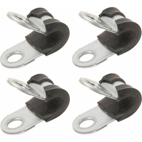4x colliers de serrage métallique avec insert caoutchouc diamètre 8mm fixation tube P clip serre cable tuyau conduit collier (1/5)