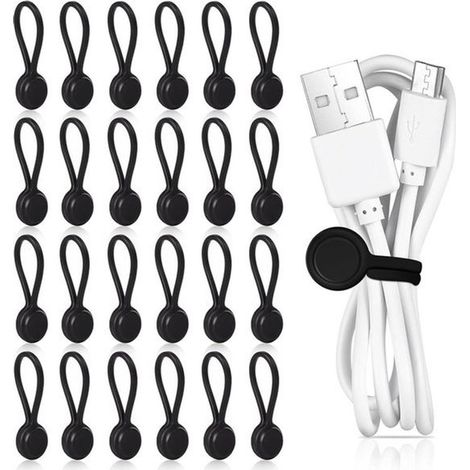 Fascette magnetiche per cavi (24 pezzi), riutilizzabili e versatili: adatte per cuffie, cavi USB e di altro tipo, penne, ecc. (1/5)