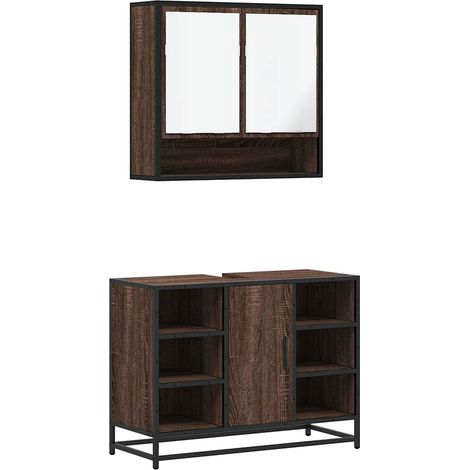 Maison Exclusive - 2-tlg. Badmöbel-Set Braun Eichen-Optik Holzwer